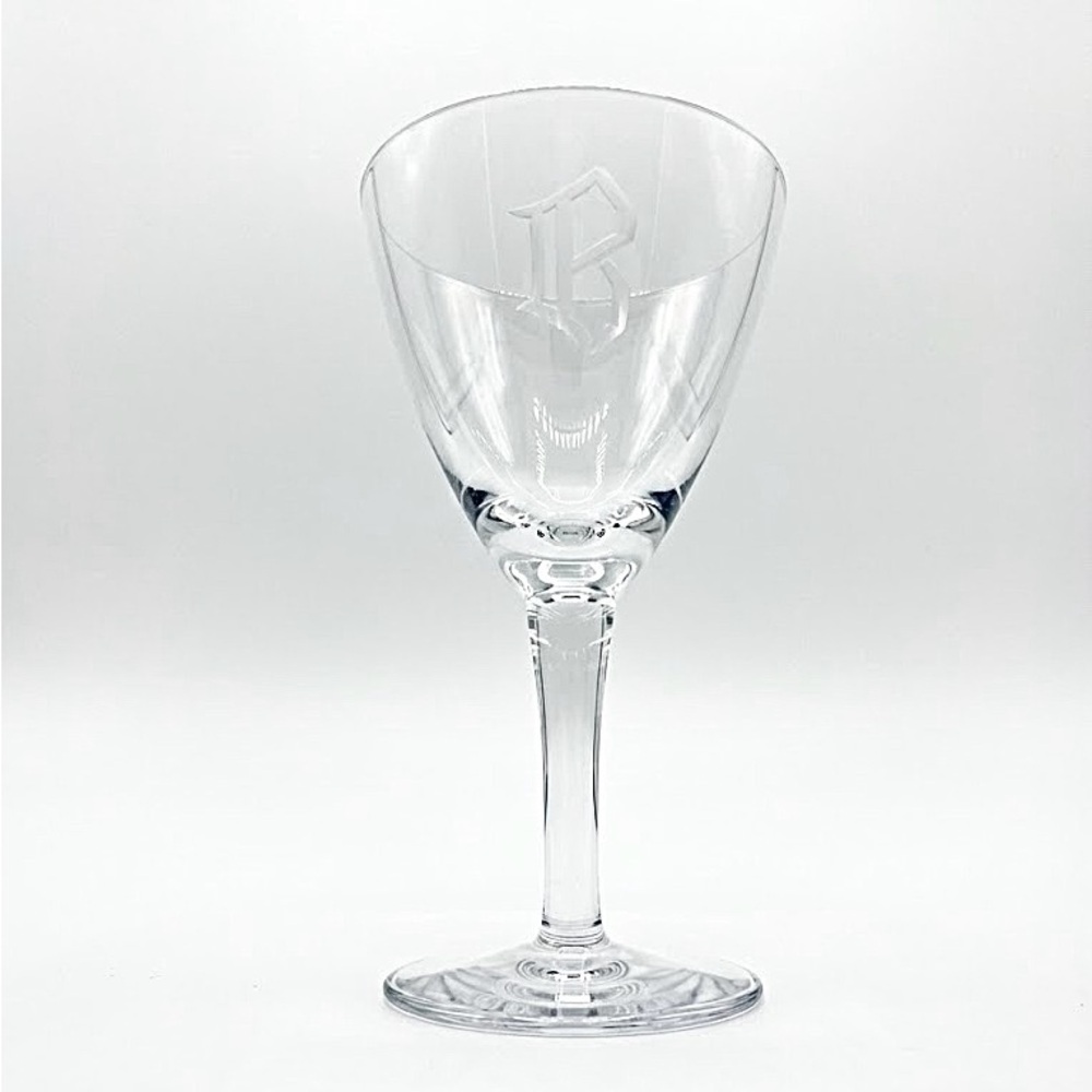 Set of 12 Etched Crystal Wine Glasses Monogram “B” Elegant Stemware Entertaining